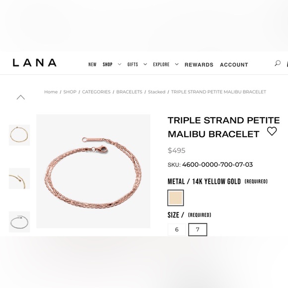 ISO Lana Malibu triple strand petite Malibu bracelet in ROSE GOLD - Picture 6 of 7